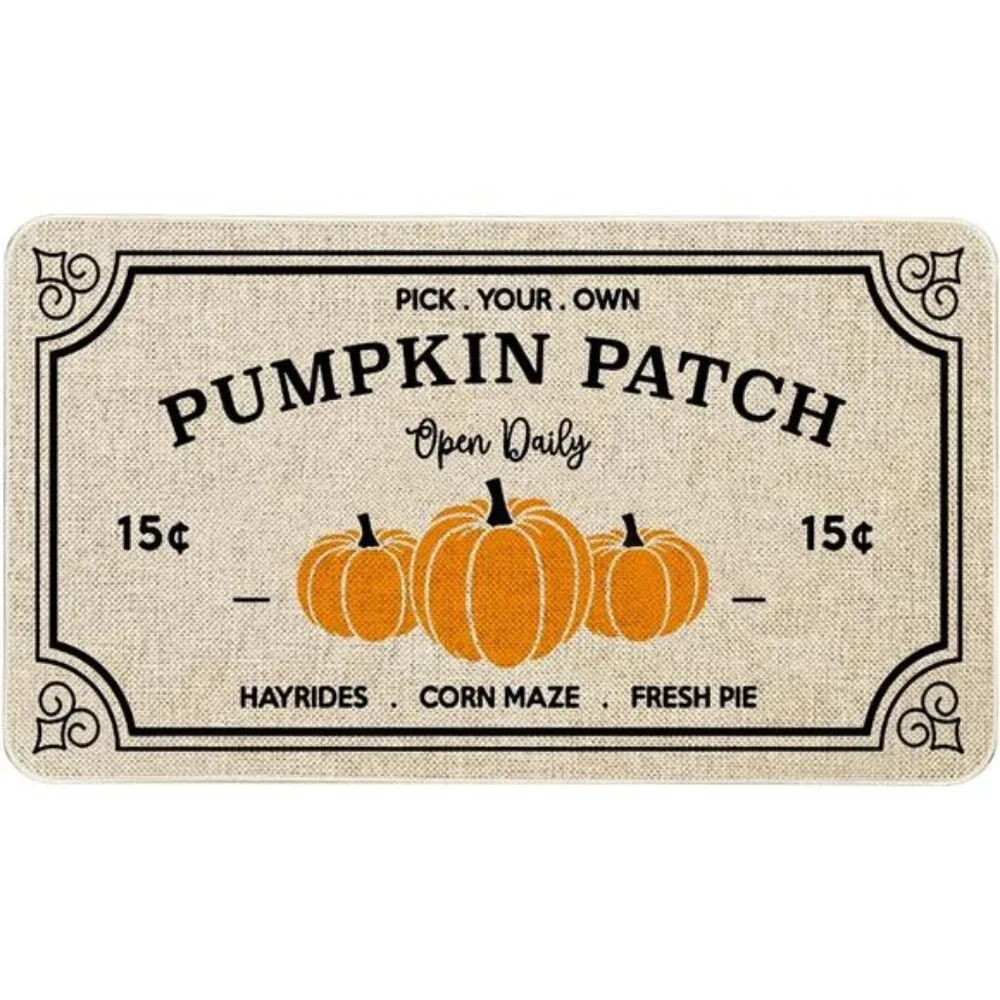 Fall Decor Door Mat 17x30 Inch Fall Farmhouse‎ Pumpkin Patch Indoor Floor Mat